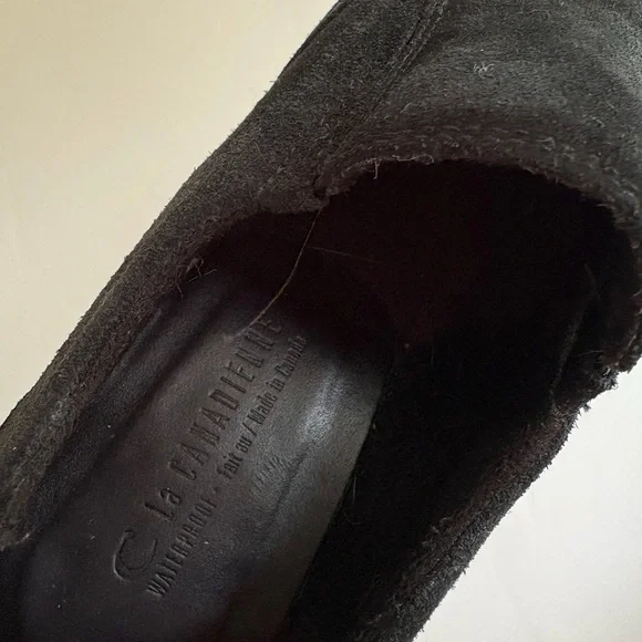 La Canadienne Black Suede Wedge Shoes – Tagged Size 8 (Fits 7.5) - Picture 2 of 3
